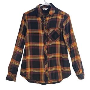 beachlunchlounge plaid‎ button down long sleeve flannel shirt women's XS